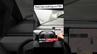 Cybertruck FSD handles rain like a champ #fyp #viral #tesla #fsd #cybertruck