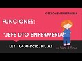 GESTION EN ENFERMERIA: LEY 10430 FUNCIONES DEL JEFE DEPARTAMENTO