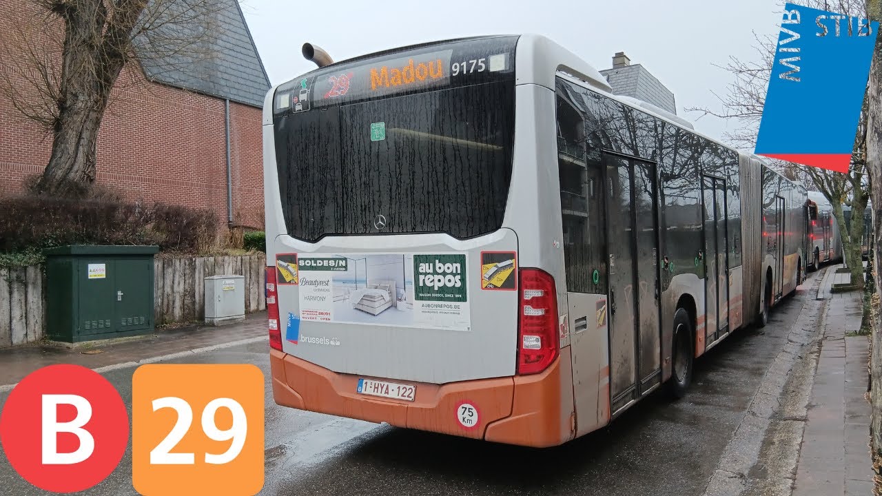(Bus Stib) Voyage complet ligne 29 De Brouckère à Hof ten Berg via Roodebeek Citaro G C2 €6 n°9175.