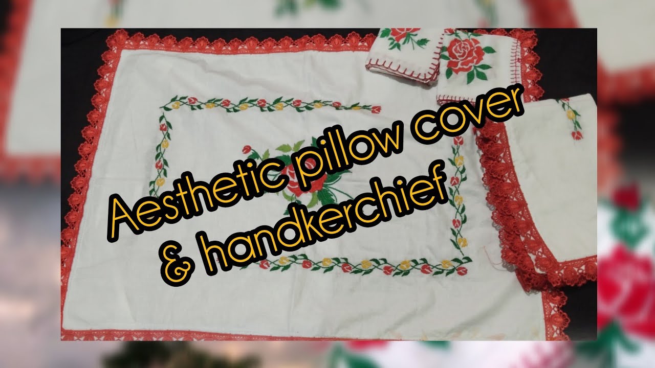 Aesthetic 🌼🎀hand embroidery designs for pillow cover and handkerchief 