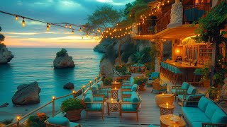 Relaxing Jazz Instrumental Music at Seaside Cafe Ambience | Positive Morning Jazz \& Ocean Sounds