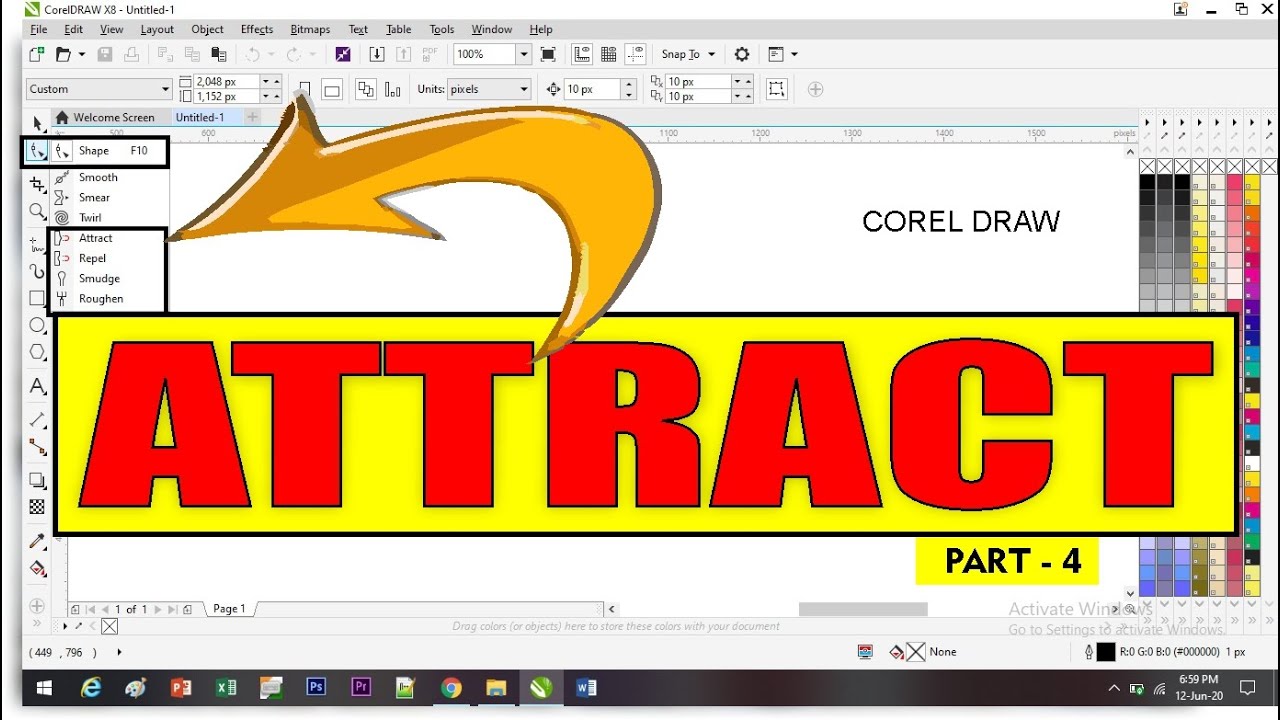 How to use shape Tool in corel draw x8 urdu/hindi (part 4).Attract