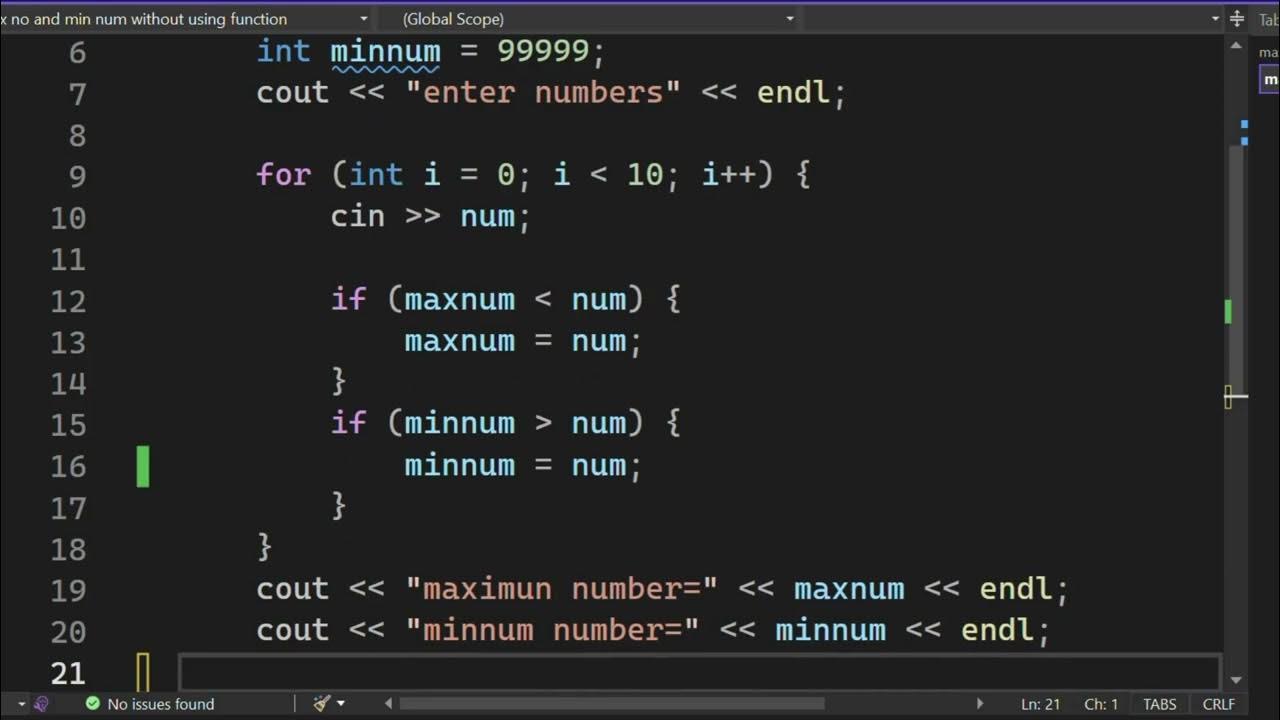 Find maximum and minimum number using C++. - YouTube