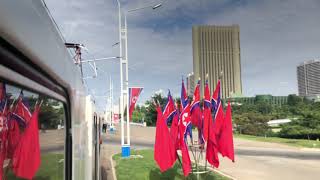 Tram ride through streets of Pyongyang