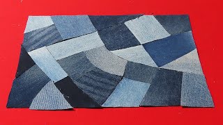 DIY청바지 자투리가 "명품"이 됩니다!/stitch denim patchwork tote bag tutorial" with the scraps