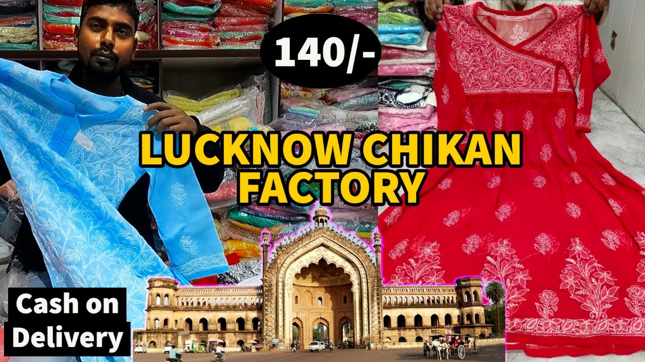 Blue Fiza Chanderi Chikankari Straight Kurti Lucknow Chikankari Kurta | eBay