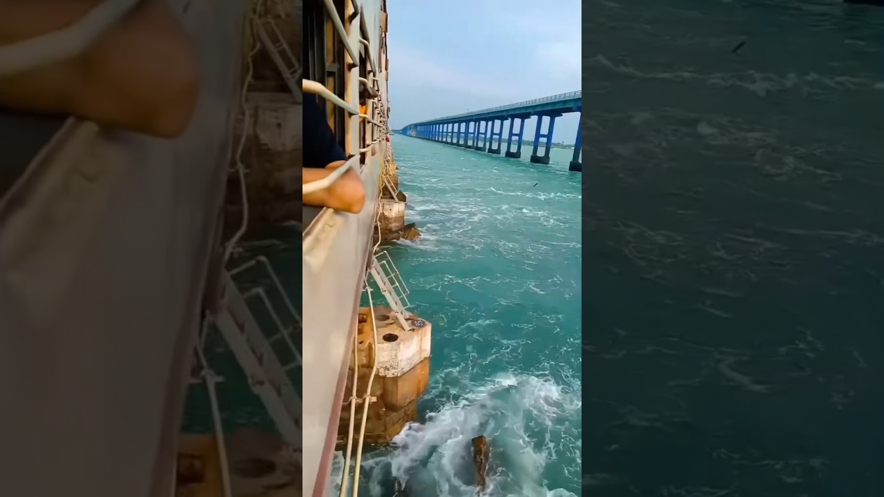 भारत का सबसे खतरनाक रेलवे ब्रिज 😳 Pamban Bridge #trending #shorts #indian #railway