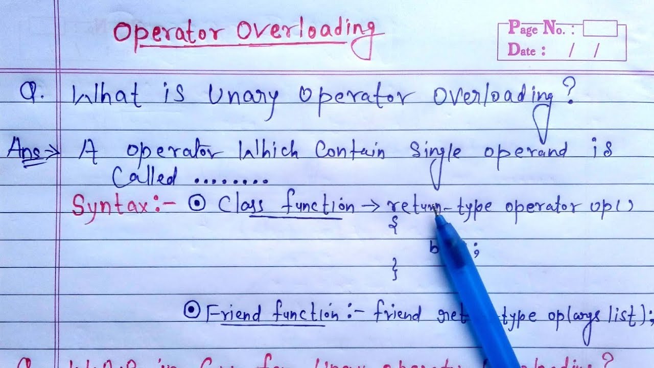 Operator Overloading in C++. Operator Overloading It is a type of