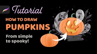 How to Draw a Pumpkin in Procreate 🎃 Halloween Illustration Tutorial screenshot 1