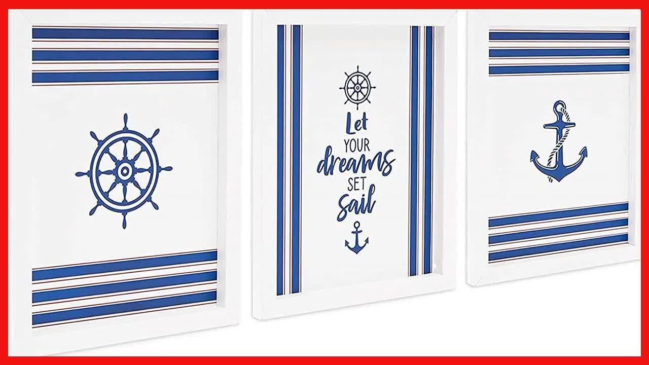 Great product -  Nautical Nursery Wall Décor, Let Your Dreams Set Sail (8 x 10 In, 3 Pack)