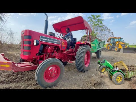 JCB 3dx से खेत की लेवलिंग Mahindra 275 Sonalika 60 Rx ट्रैक्टर से John Deere ने कमाल के दिया