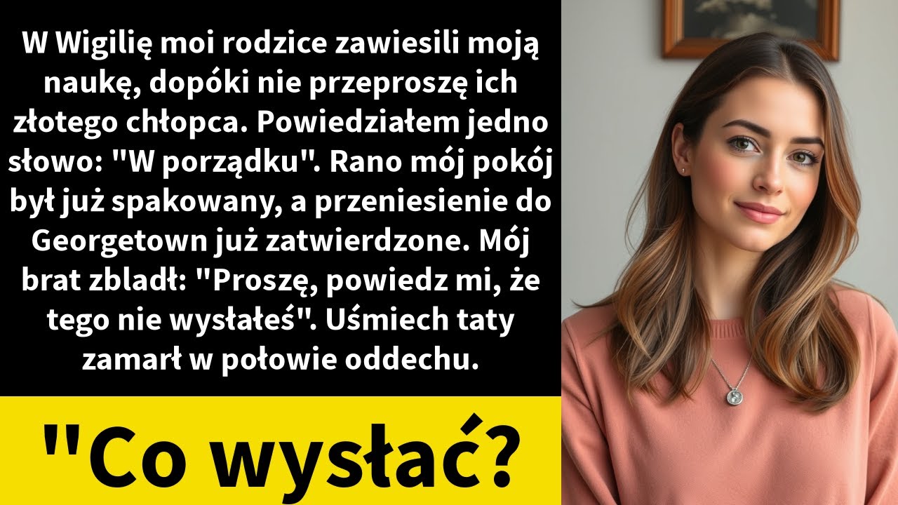 W Wigilię moi rodzice zawiesili moją naukę, dopóki nie przeproszę ich złotego chłopca.