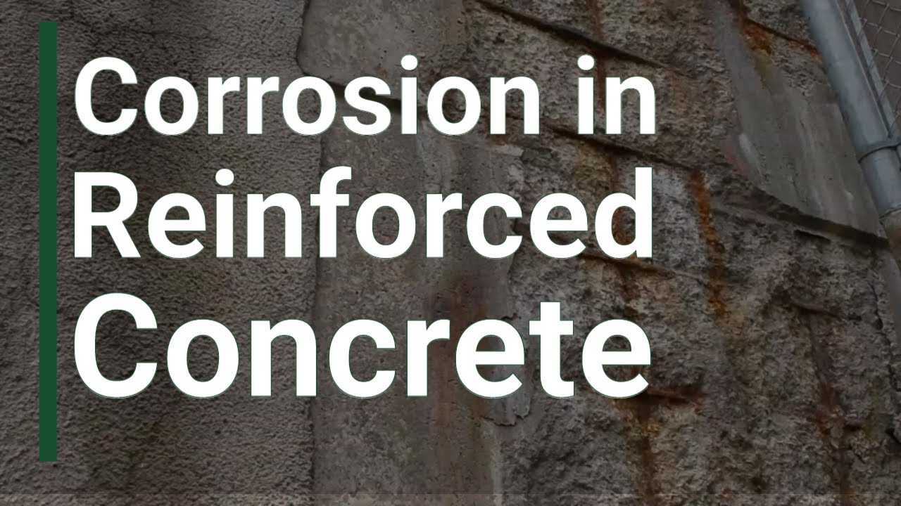 The process of rebar corrosion in reinforced concrete.