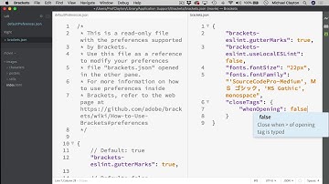 Brackets - Modifying the JSON file to remove auto complete