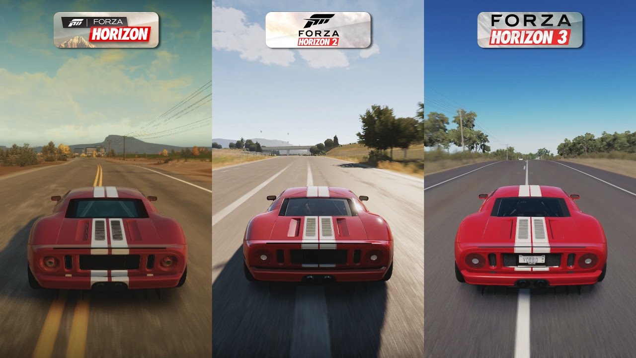 Forza Horizon vs Forza Horizon 2 vs Forza Horizon 3 - Ford GT Sound Comparison