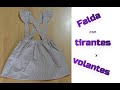 DIY Cómo hacer una falda con tirantes y volantes para niña (Patrón GRATIS!)