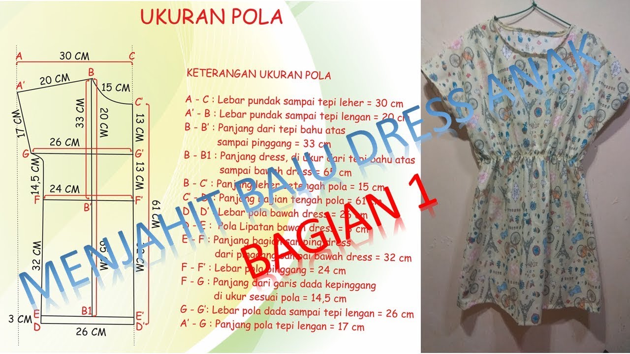 Belajar Cara  membuat  pola dan menjahit  baju  dress anak 