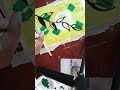 "square green in yellow green backgrounds "#paintingshorts#leafart #easy