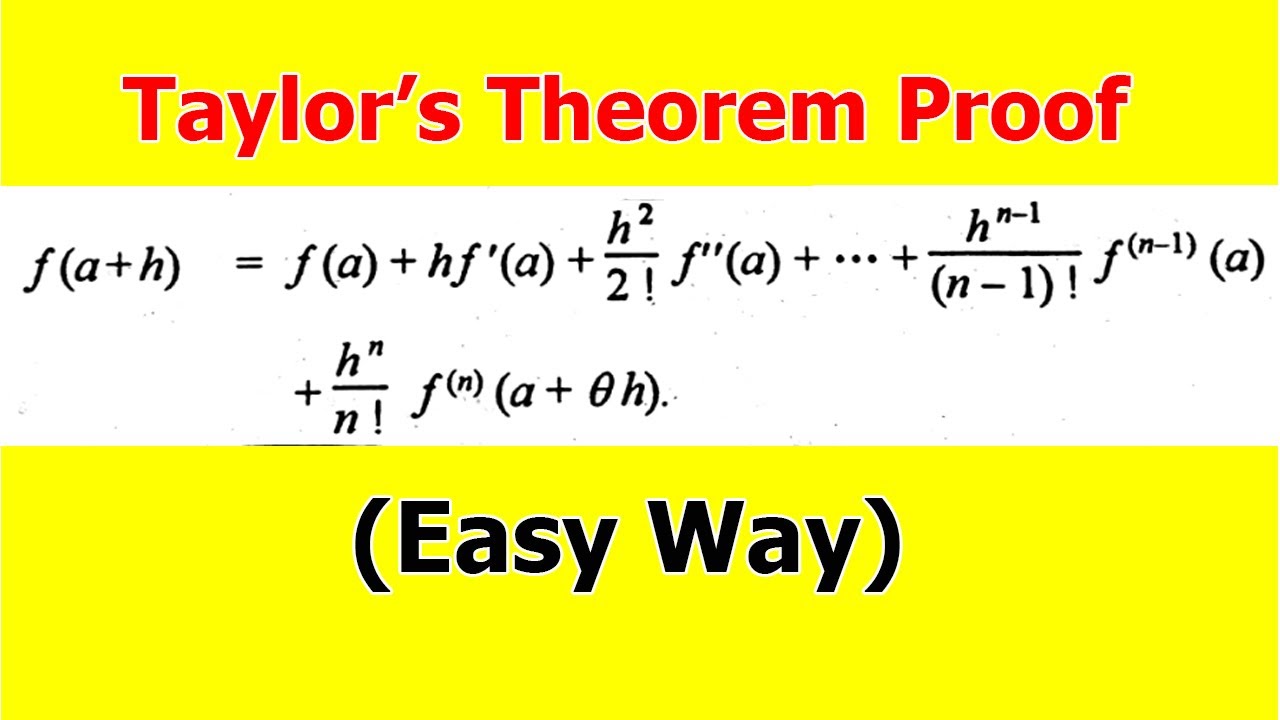 Taylor's theorem with Lagrange Remainder (full proof) YouTube