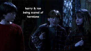 harry & ron being scared of hermione
