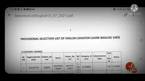 Master CadreBacklog 1493 Posts  || Provisional Selection Lists of English Math &Sci
