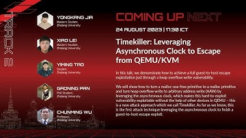 #HITB2023HKT D1T2 - Timekiller: Escape From QEMU/KVM - Y. Jia, X. Lei, Yiming Tao, G. Pan & C. Wu
