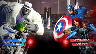 Hulk & Gamora vs Captain America & Black Widow (Hardest AI) - Marvel vs Capcom: Infinite