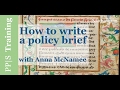 Policy|Training - How to write a policy brief