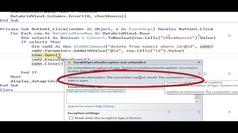 VB.net: Two ways to fix error the connection was not closed The connection