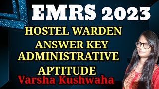 EMRS HOSTEL WARDEN ANSWER KEY || ADMINISTRATIVE APTITUDE emrs hostelwarden emrs2023 emrsvacancy