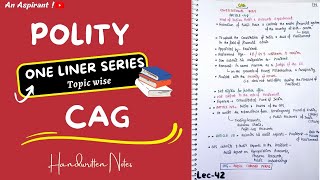 CAG || One Liners (Topic wise) || Indian Polity || Lec.42 || An Aspirant !