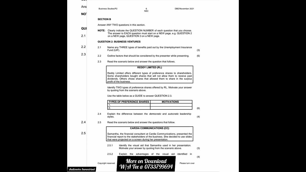 Business Studies Grade 12 Paper 2 Business Ventures Forms of