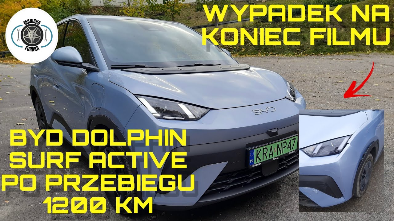 BYD DOLPHIN SURF ACTIVE PO PRZEBIEGU 1200 KM. WYPADEK.