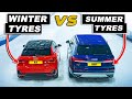 2wd winter tyres vs awd summer tyres snow drag race