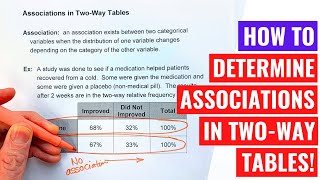 Determining Associations in Two Way Tables