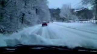 NORTH DEVON SNOW 03/02/2009 DRIVING TROUGH KNOWLE INTO BRAUNTON