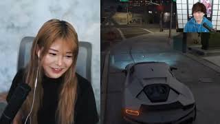 Sykkuno shows off his car in GTA to Miyoung while she stream snipe