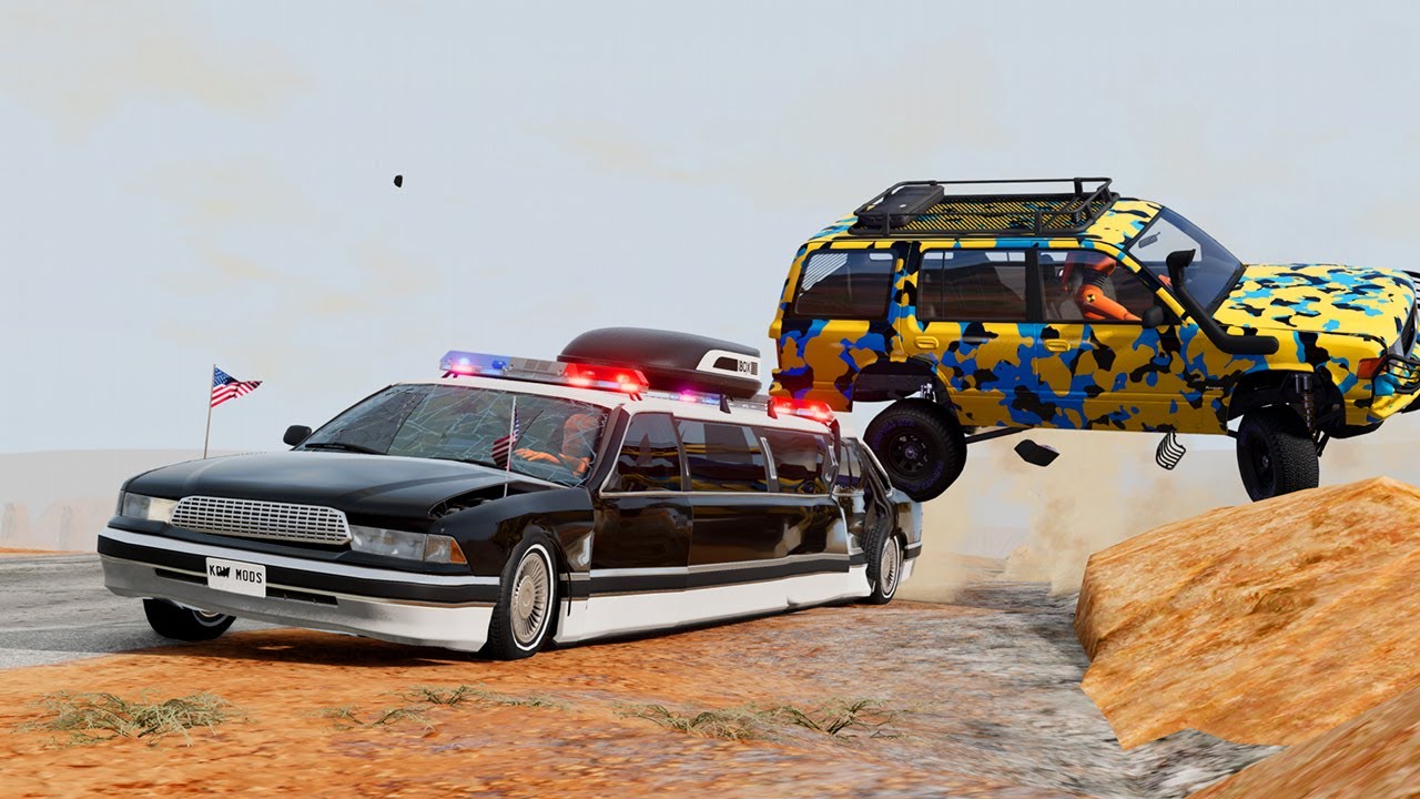 LIMO GETS WIPED OUT! Watch This INSANE Multi-Car Pileup on Desert Highway (BeamNG.drive)