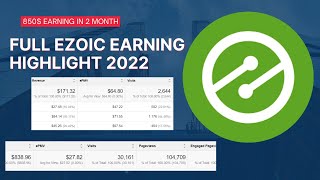 Ezoic Earning Proof | Review | Ezoic Highlight 2022 | 838$ Income In 2 Month