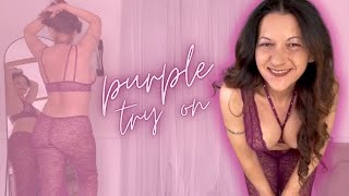 Purple Lingerie Try On Haul | Styled, Braless, and Transparent | Mature Mom Body | Torri Togs TryOn