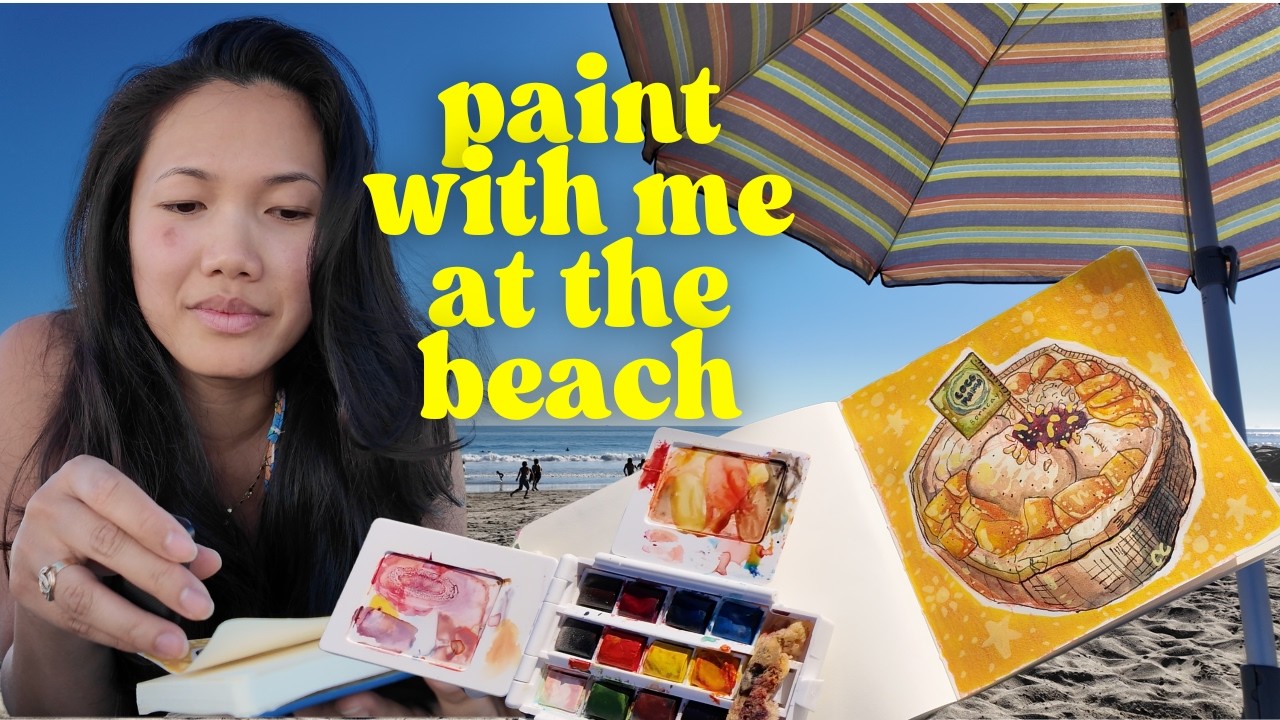 Painting a Coconut Mango Dessert at the Beach 🥥🥭 Ocean ASMR