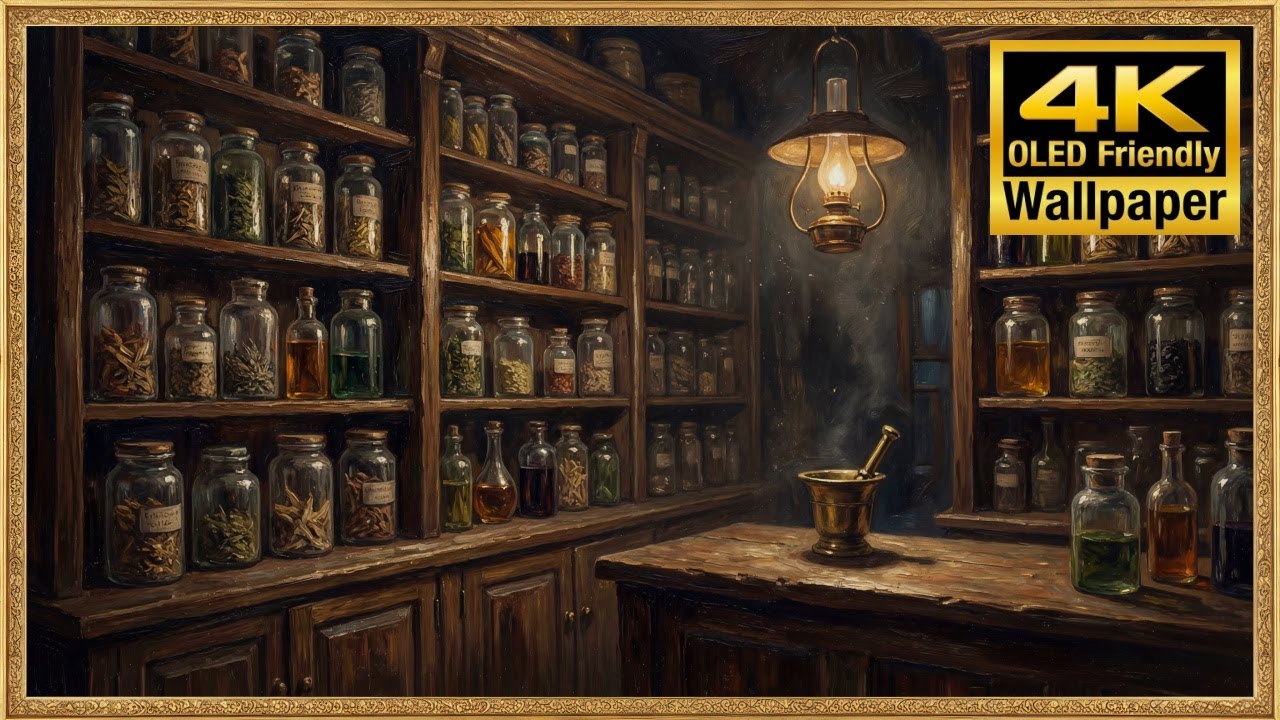 4K Wallpaper - Vintage Apothecary - Dark Academia