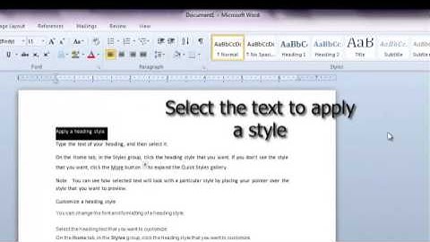 How to apply in-built styles in MS WORD 2010
