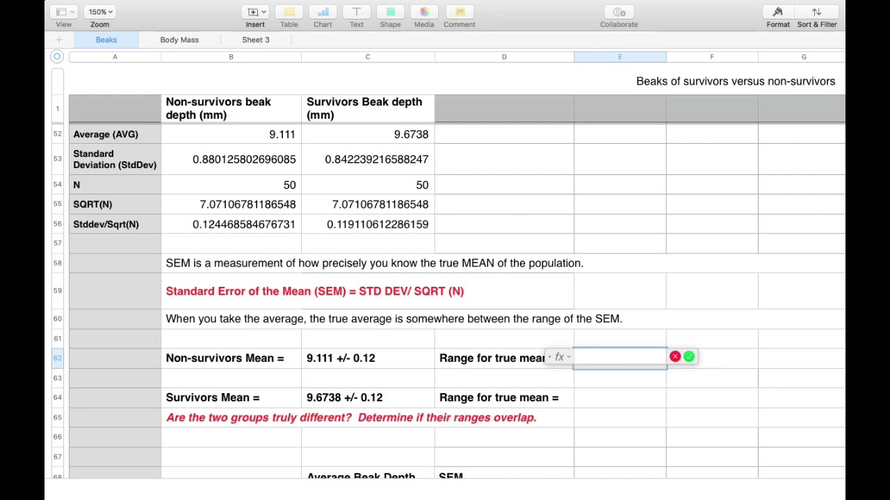 how do i calculate standard error of p on excel