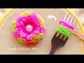 💖🌟 Super Easy Woolen Flower Making Trick with Fork - DIY Amazing Pom Pom Flower Idea with Yarn