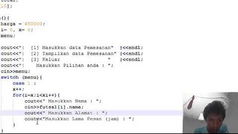 program struck c++ pesanan lapangan futsal