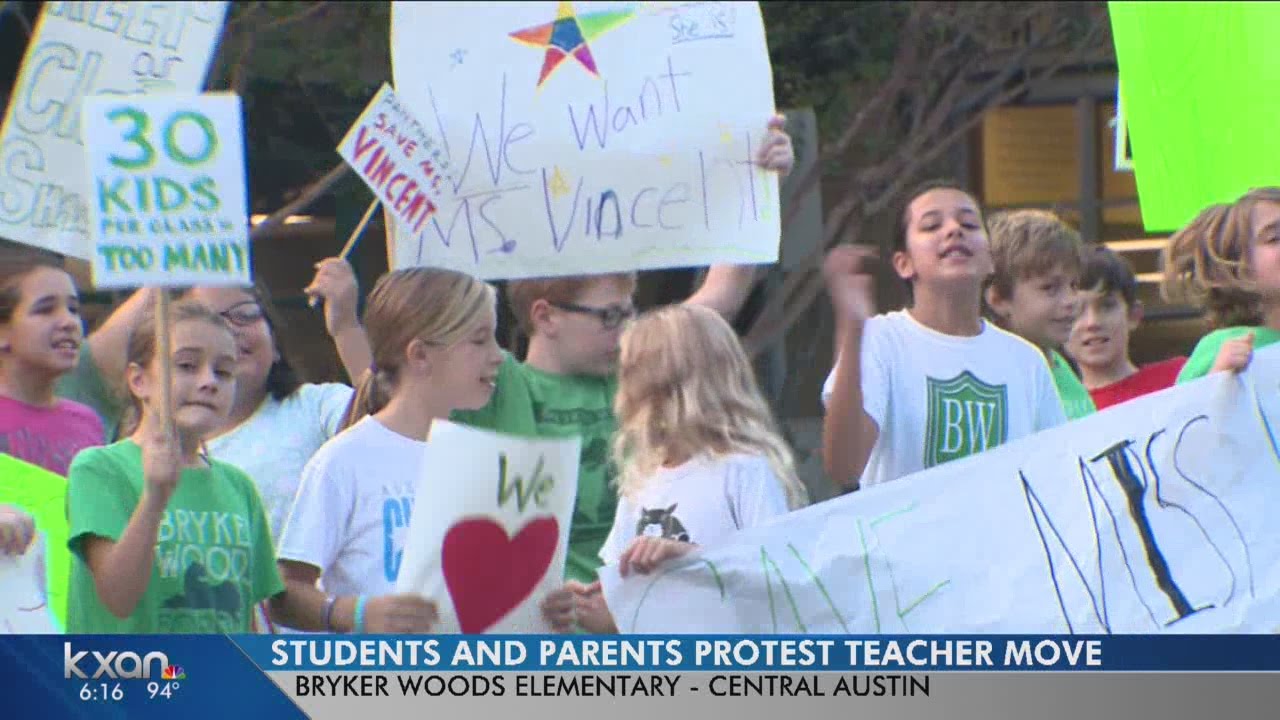 Parents and kids at elementary school fight to keep teacher - YouTube