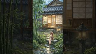 Rainy Evening in Japan 🇯🇵 Cozy Makeup &amp; Tea | Ghibli Style Relaxing   #ghibli #studioghibli #shorts
