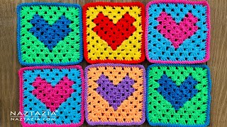 How to Crochet Granny Square Heart by naztazia 74,226 views 3 months ago 4 minutes, 27 seconds
