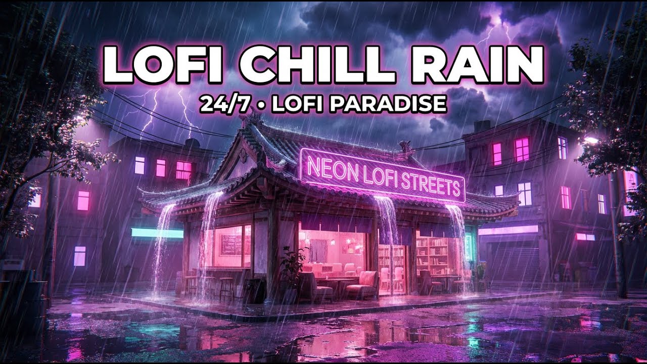 Lofi Sleep Beats for Deep Sleep 🌙 Chill Rain in Neon Streets